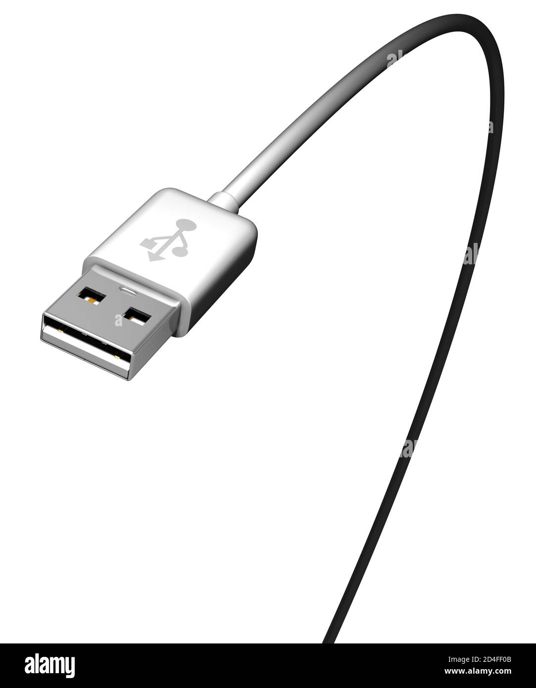 Cable USB, fondo blanco, cargador de teléfono, conexión Foto de stock