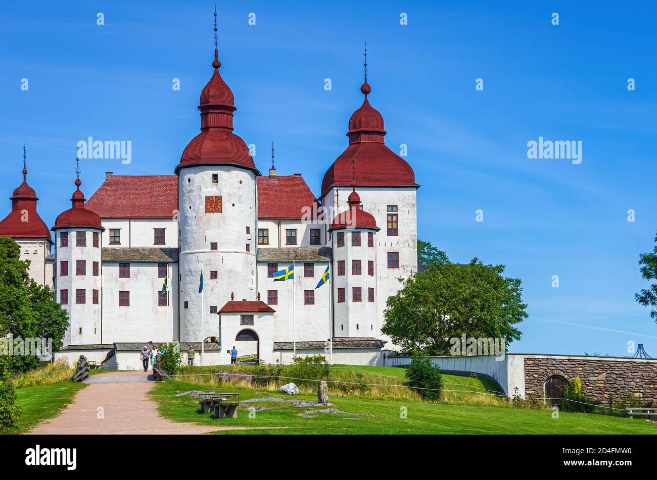 Lidköping, Suecia - 13 de agosto de 2015: Vista del castillo barroco de Läckö en Kållandsö en el lago Vänern en Västergötland, Suecia. Foto de stock