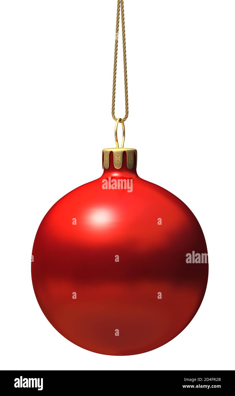 Bola de Navidad cortada aislada sobre fondo blanco. Decoración de árbol colgante. Foto de stock