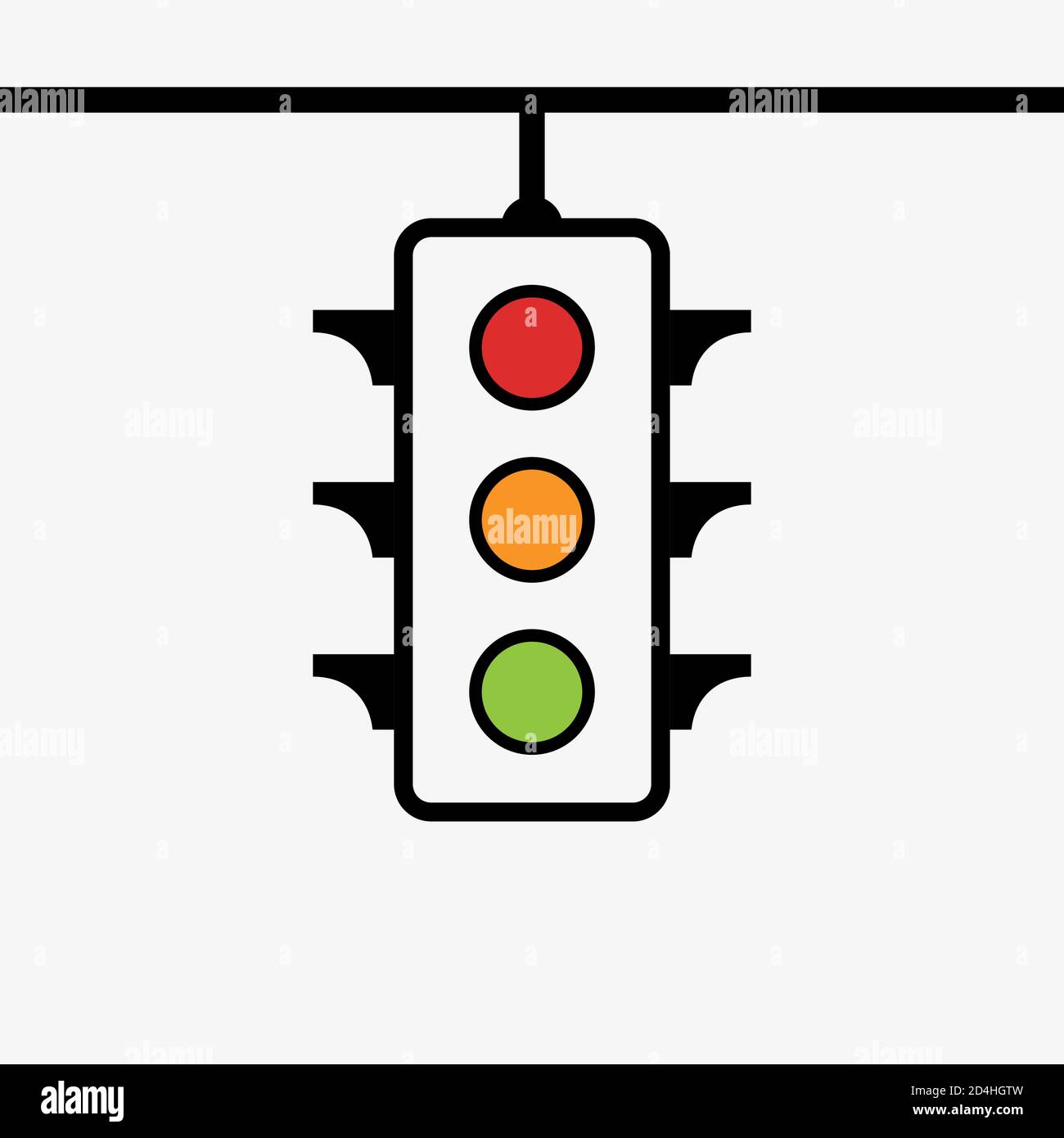 Señal de luz de control de tráfico con icono plano de color rojo, amarillo y verde para aplicaciones y sitios web Ilustración del Vector