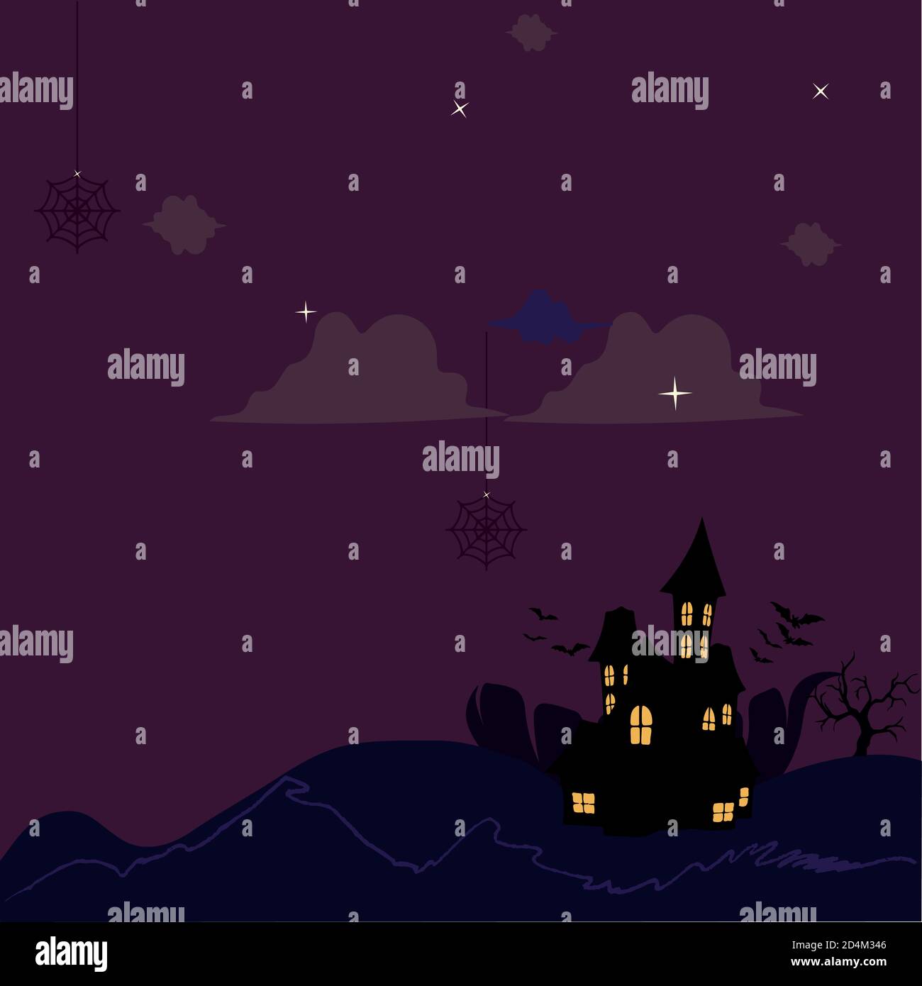 Castillo de miedo en una noche oscura Ilustración del Vector