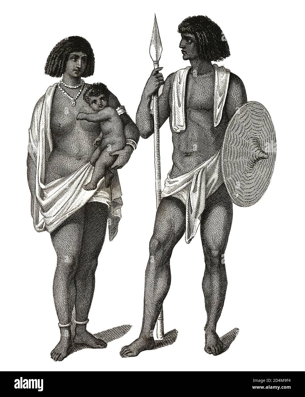 Grabado antiguo de trajes de Numidians del Antiguo Egipto. Ilustración