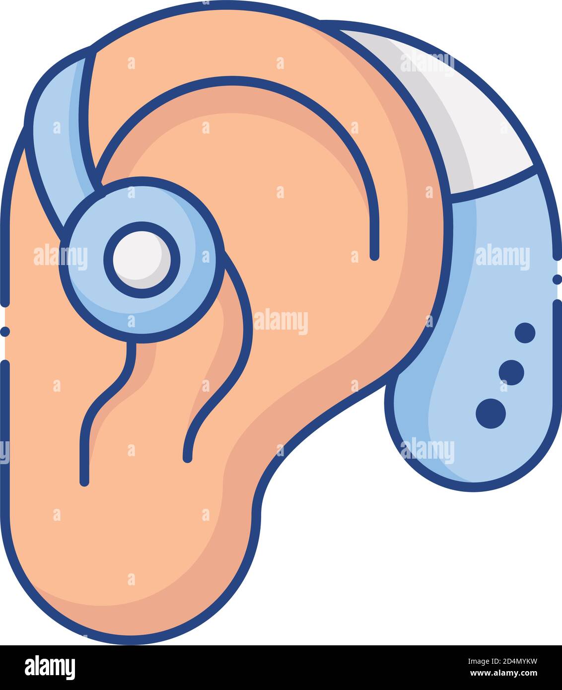 oído con audífono para el vector plano de sordera diseño de ilustración  Imagen Vector de stock - Alamy