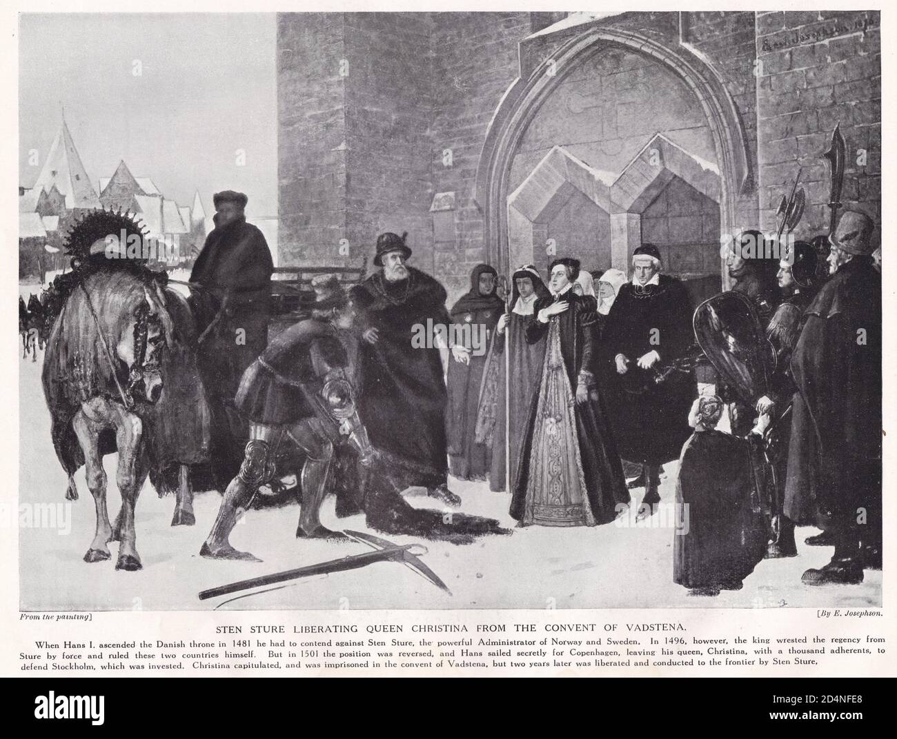 Sten Sture liberando a la reina Christina del convento de Vadstena Foto de stock