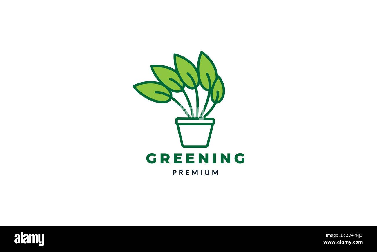 minimalista maceta planta verde línea logo vector icono ilustración diseño  Imagen Vector de stock - Alamy