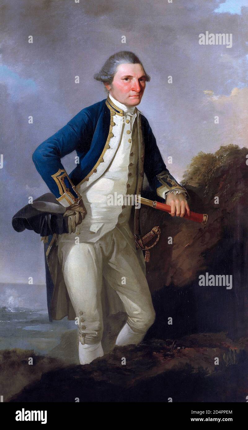 Retrato del Capitán James Cook por John Webber, óleo sobre lienzo, c.1780 Foto de stock