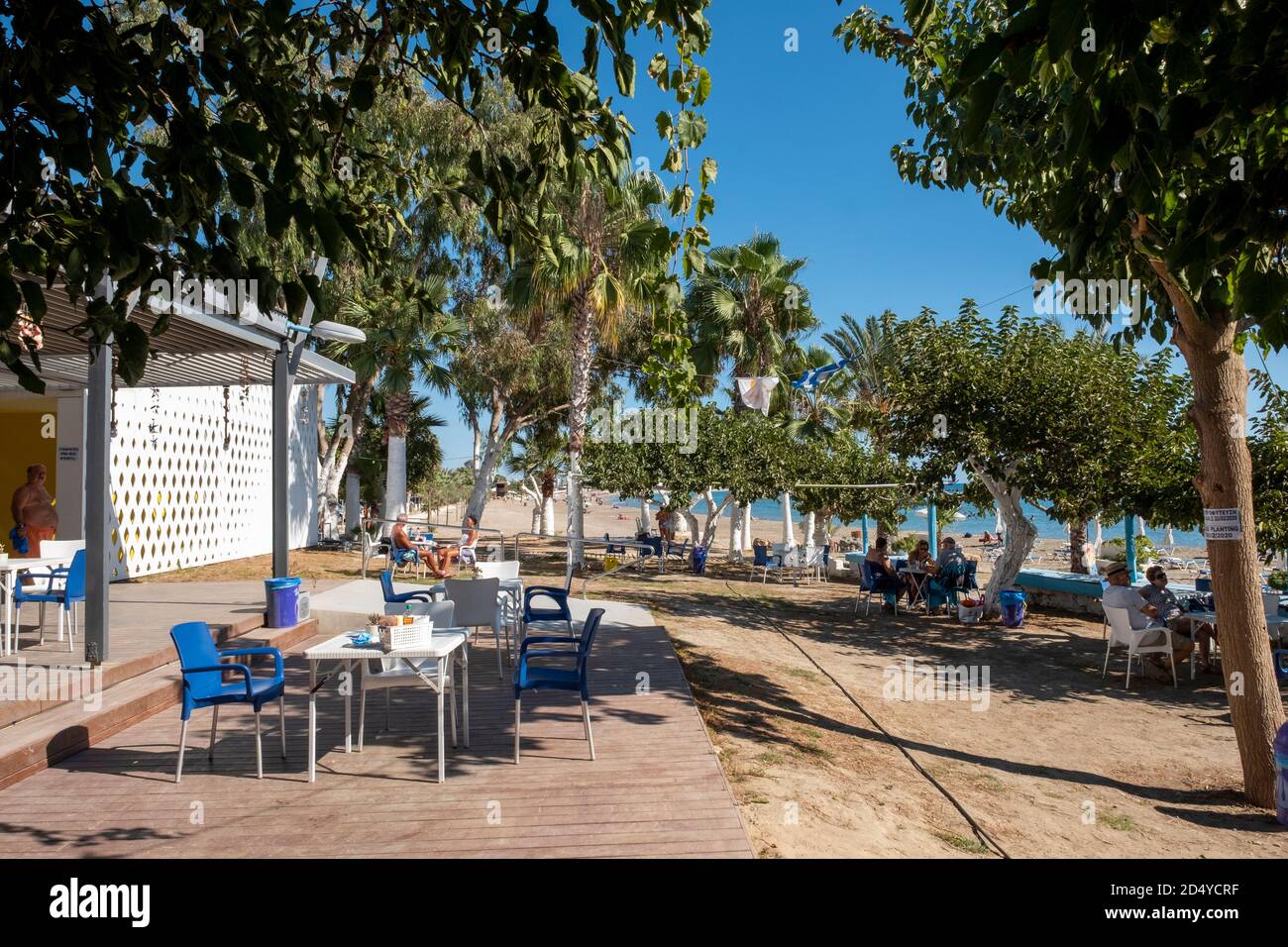 Riccos Beach bar, Geroskipou, Paphos, Chipre. Foto de stock
