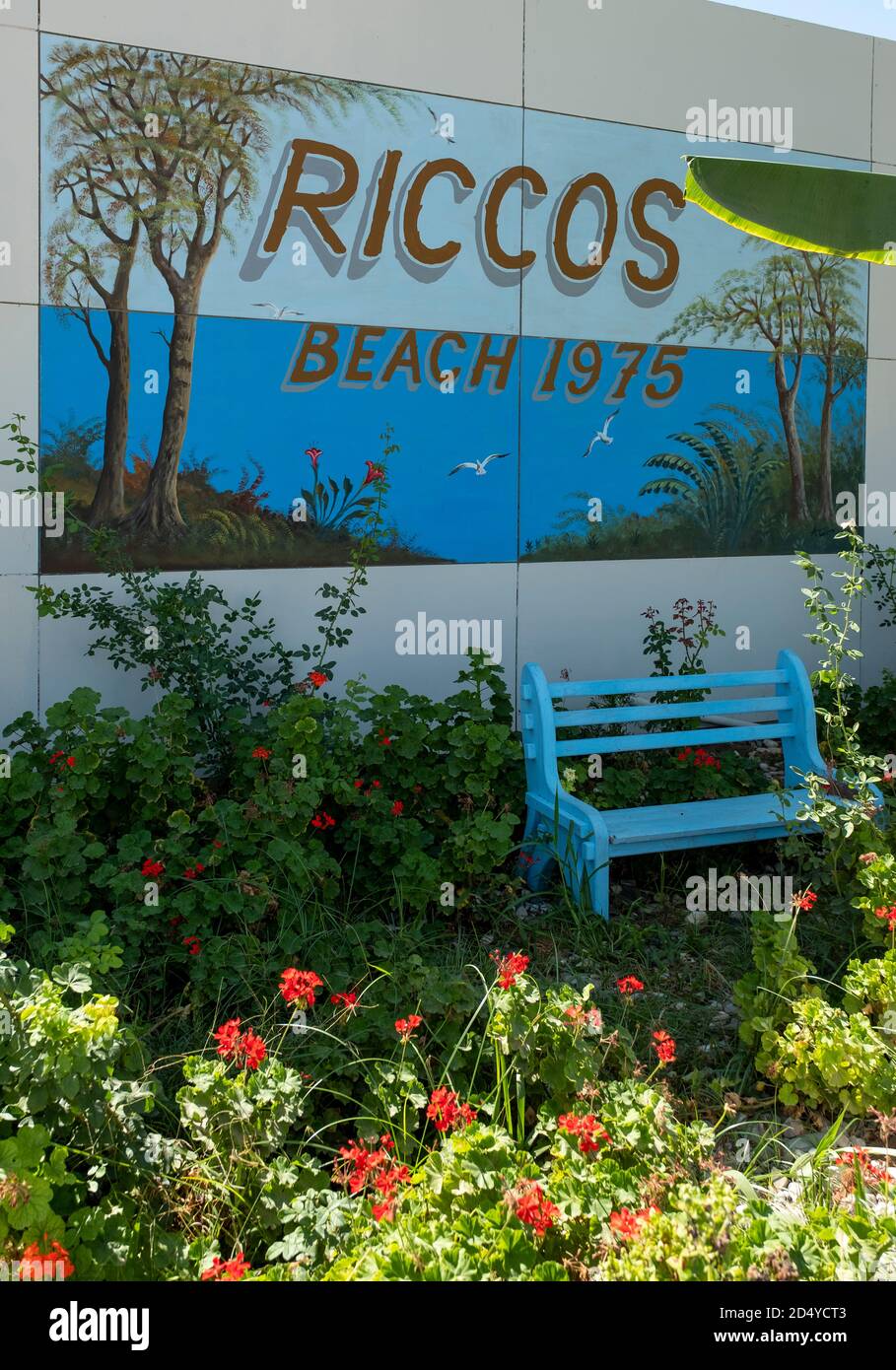 Riccos Beach bar, Geroskipou, Paphos, Chipre. Foto de stock