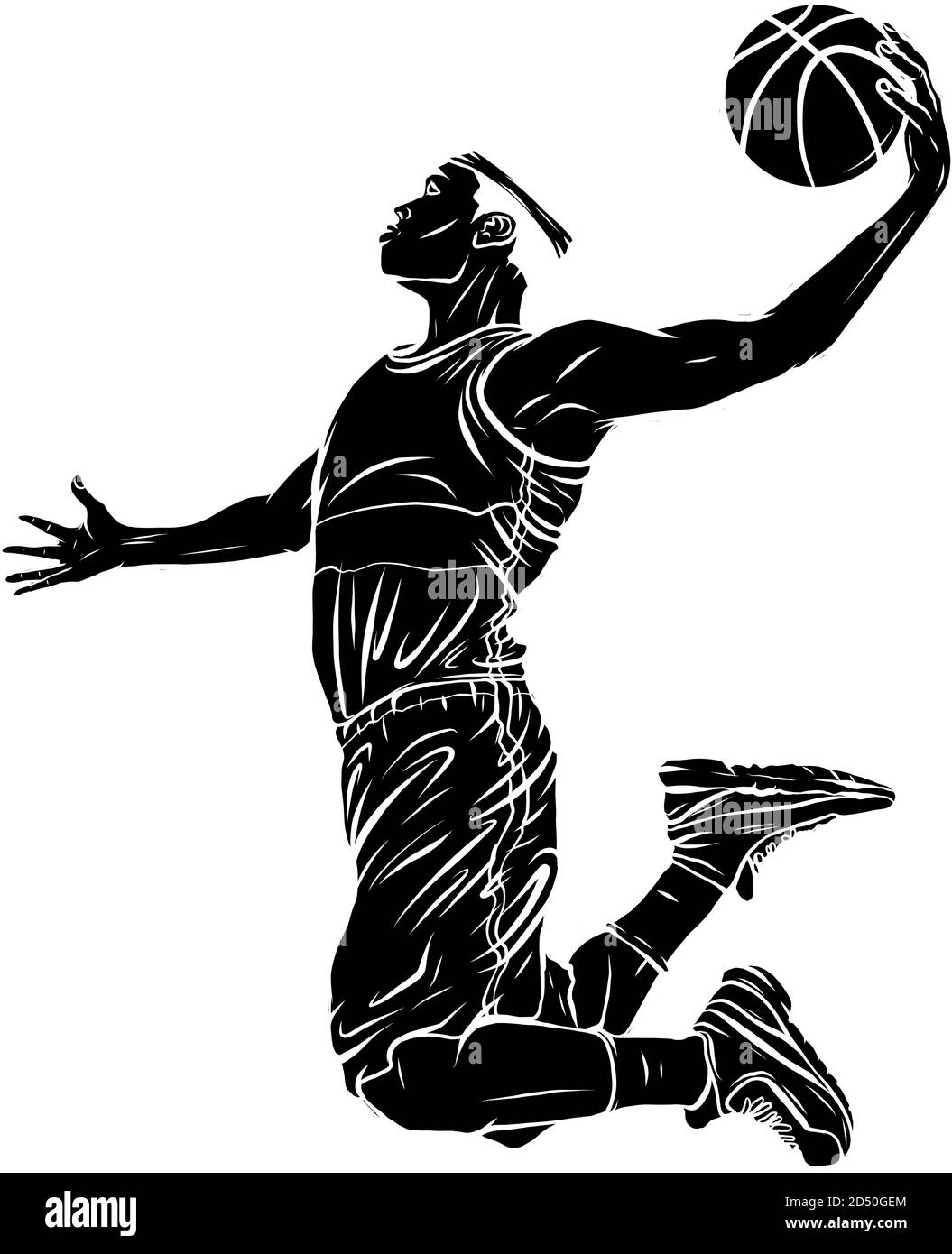 Diseño plano jugador de baloncesto dunk vector ilustración Imagen