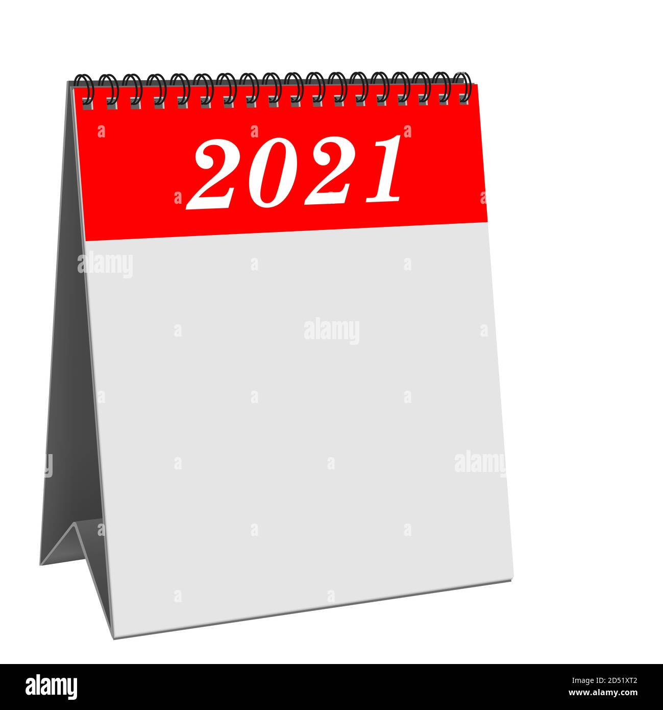 Calendario de escritorio con portada 2021 sobre fondo blanco Foto de stock