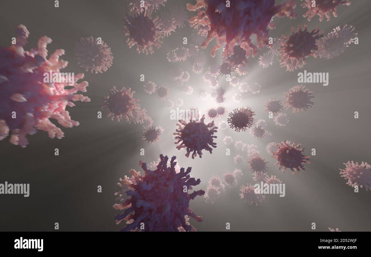 Poliovirus con receptores (espigas). ´s una enfermedad infecciosa que causa poliomielitis (o poliomielitis) y se propaga por alimentos, agua o saliva contaminados. Foto de stock