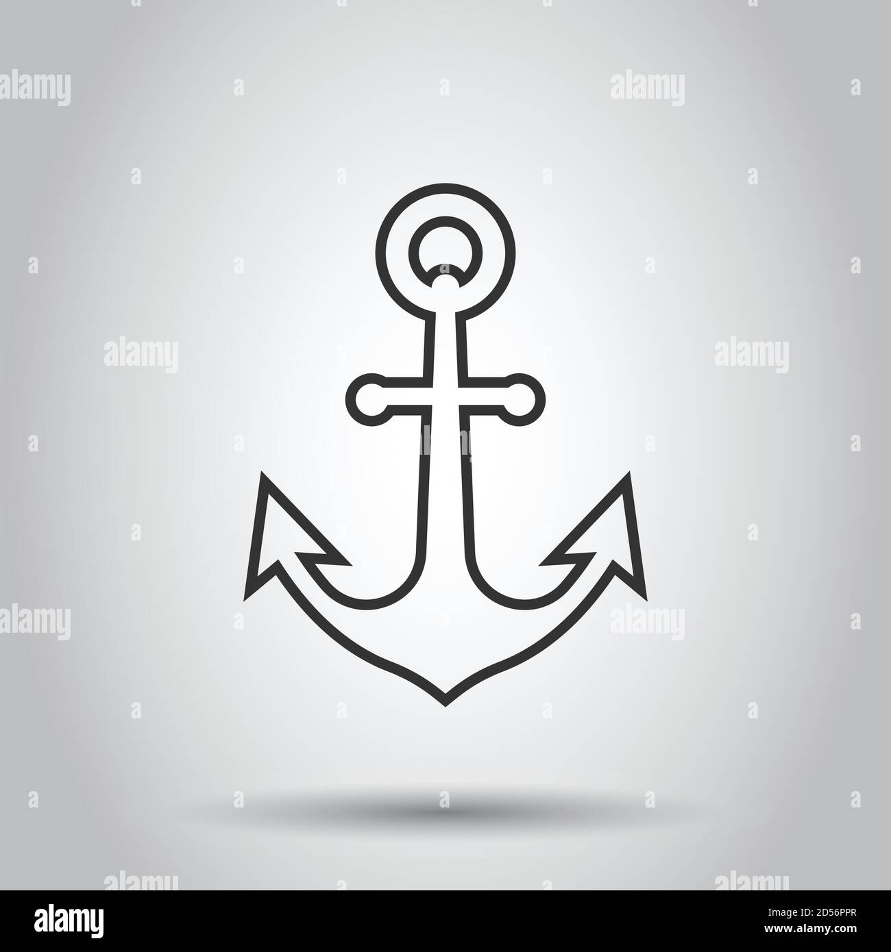 Icono de ancla de barco en estilo plano. Gancho de buque ilustración