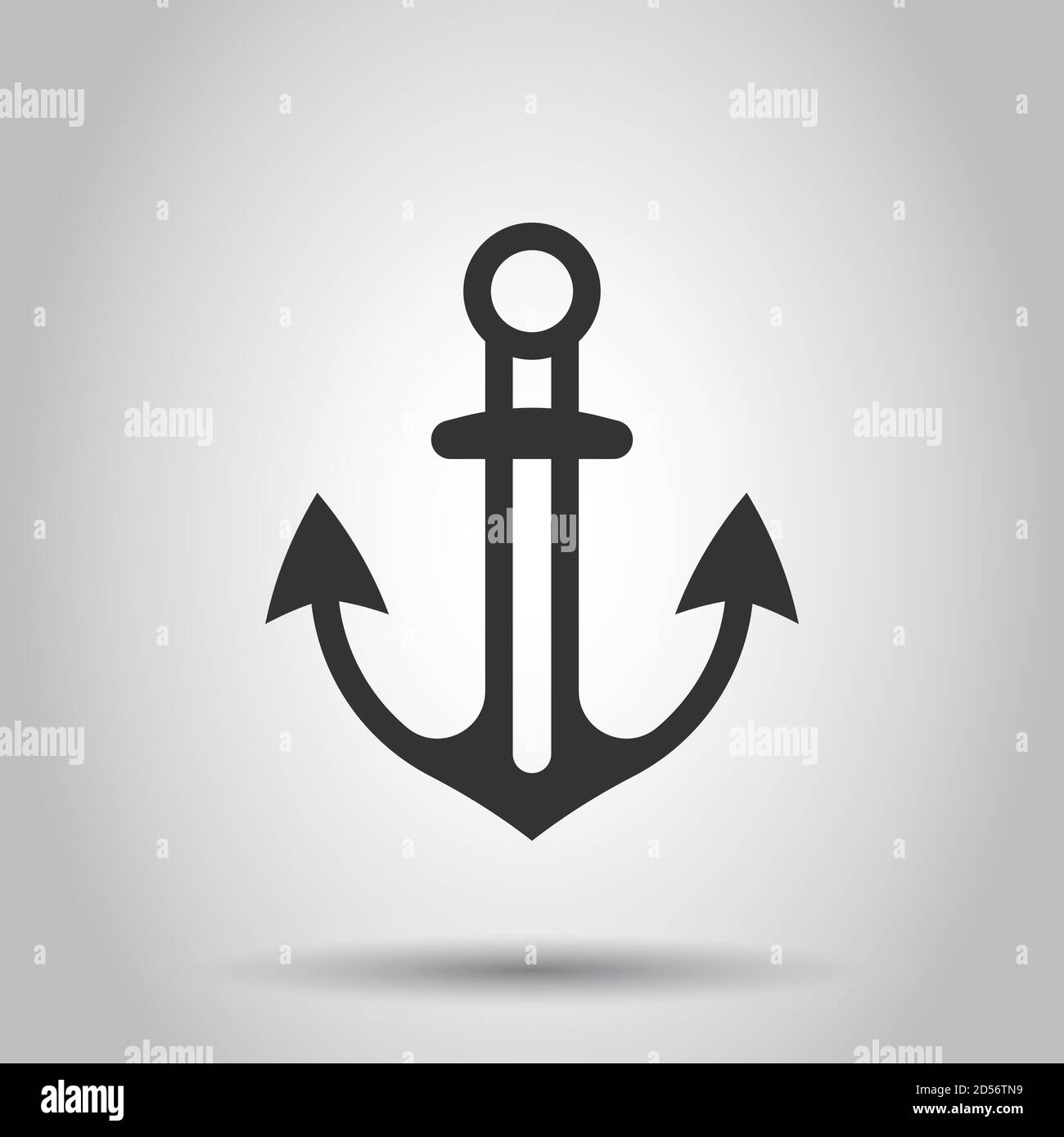 Icono de ancla de barco en estilo plano. Gancho de buque