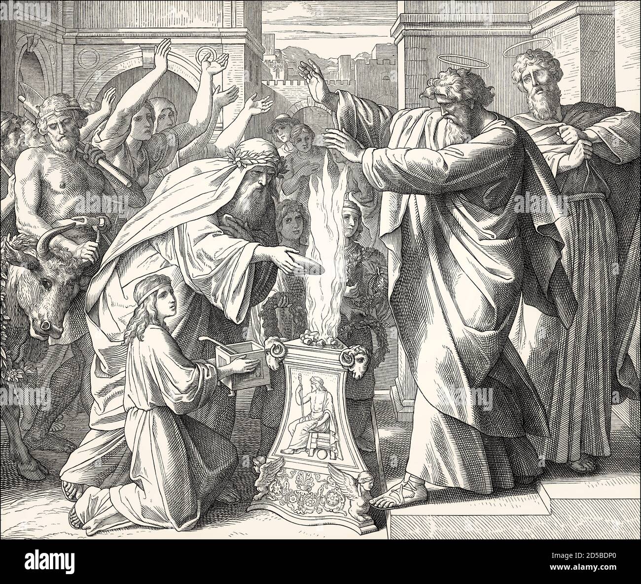 Pablo y Bernabé en Listra, Nuevo Testamento, por Julius Schnorr von