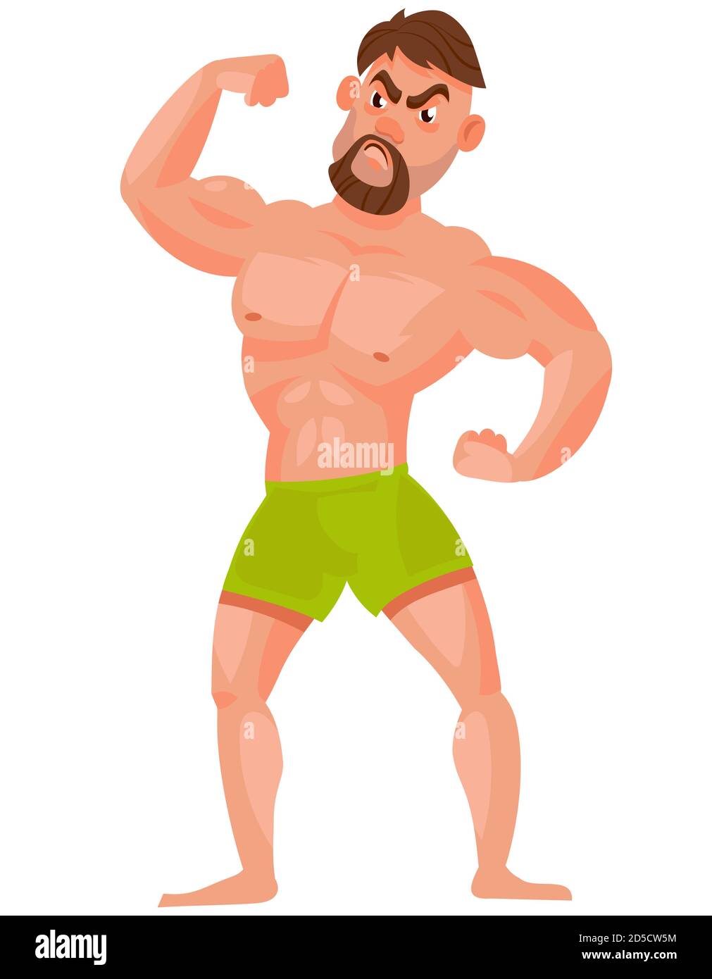 Hombre mostrando sus músculos. Fuerte carácter masculino en estilo de  dibujos animados Imagen Vector de stock - Alamy