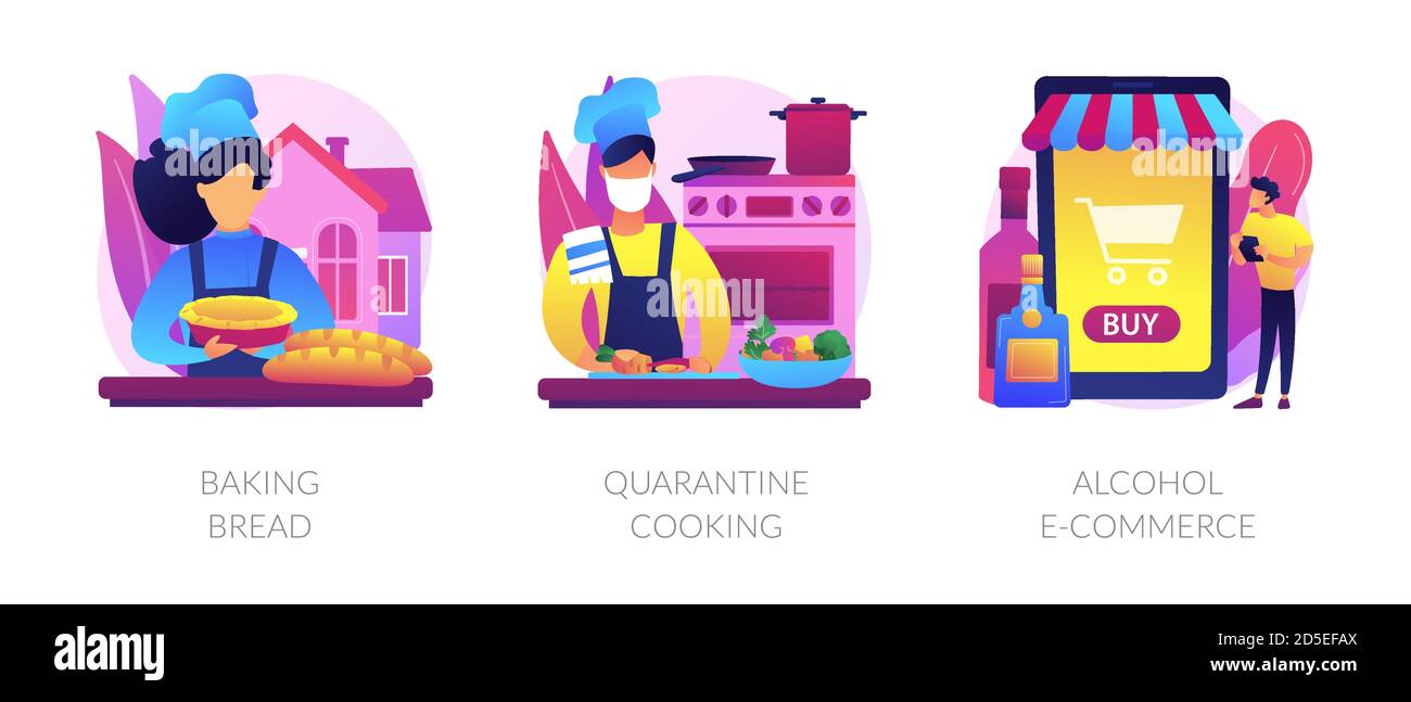 Comida casera y entrega resumen concepto ilustraciones vectoriales. Ilustración del Vector