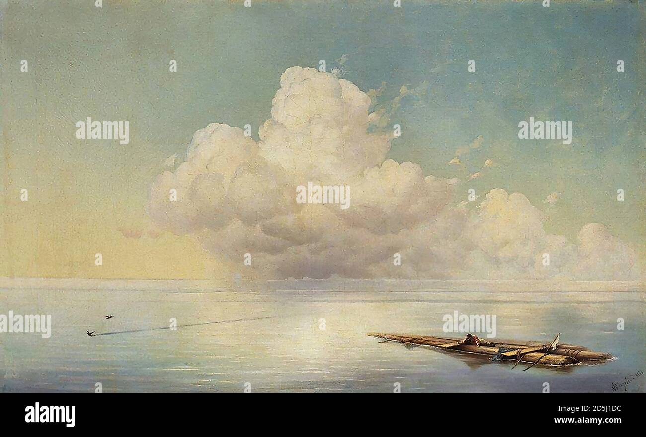 Aivazovsky Ivan Constantinovich - Nubes sobre el Mar tranquilo 2 - Escuela Rusa - siglo XIX Foto de stock