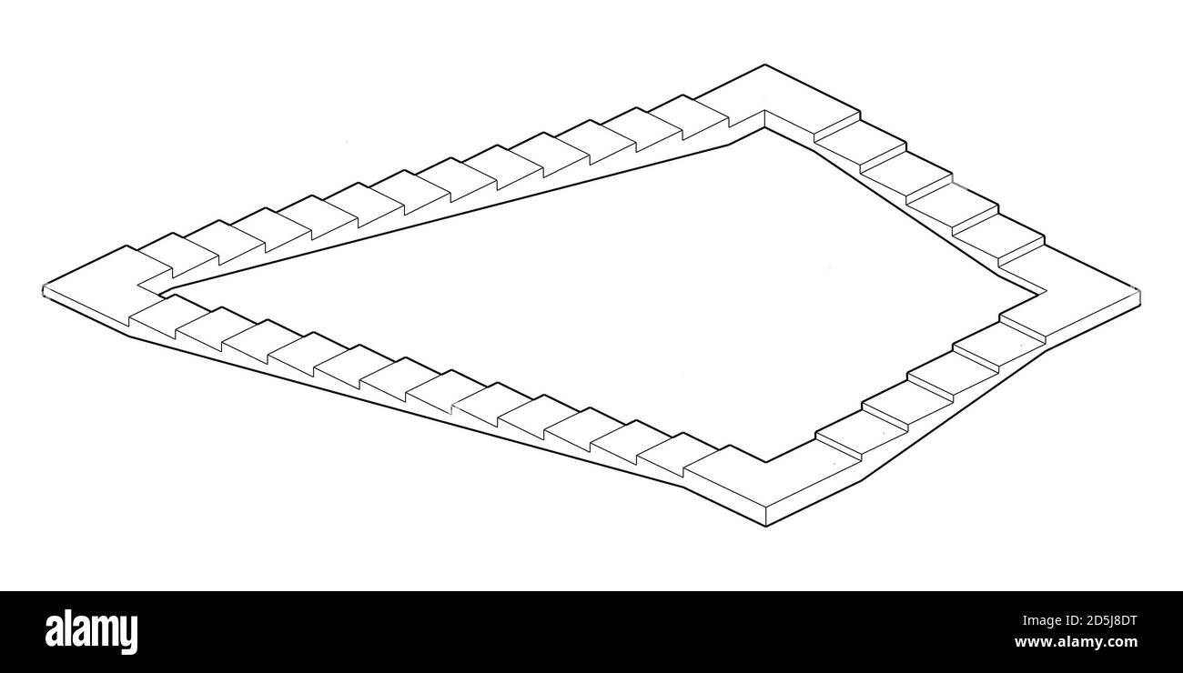 Escalera de Penrose con aterrizaje Inter Flight Foto de stock