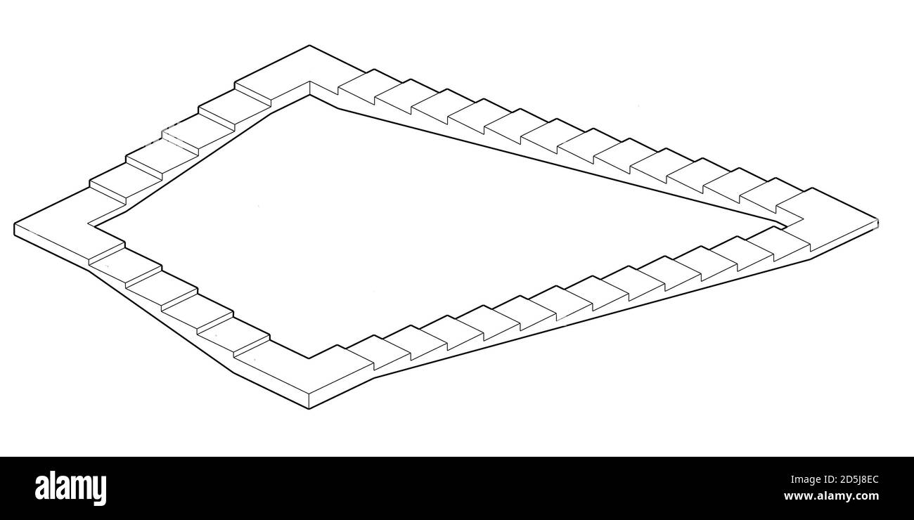 Escalera de Penrose con aterrizaje Inter Flight Foto de stock