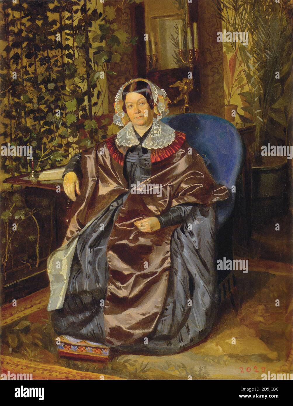 Fedotov Pavel - Retrato de Maria Druzhinina - Escuela Rusa - siglo XIX Foto de stock