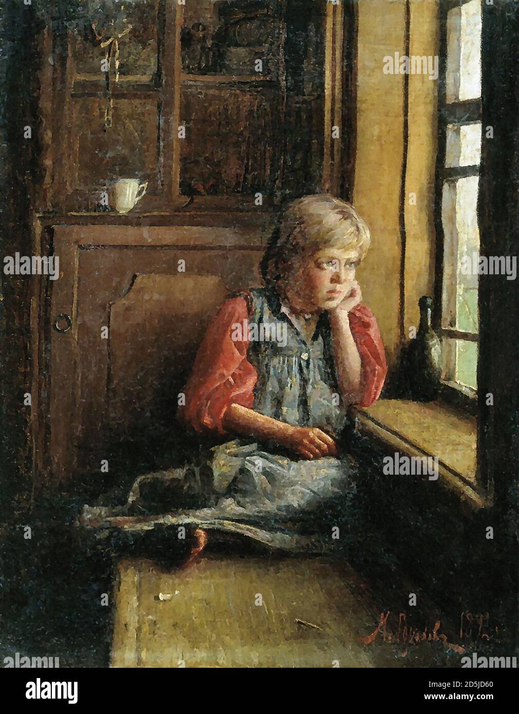 Gorokhov Ivan Lavrentovitch - Retrato de una niña - Ruso Escuela - siglo XIX Foto de stock