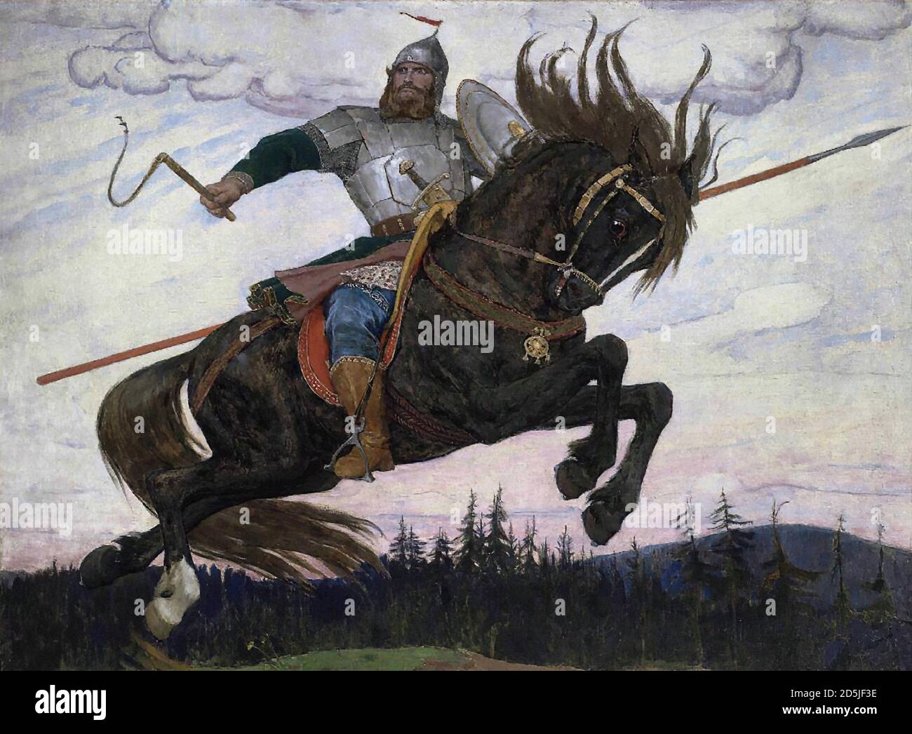 Vasnetsov Victor - Knightly Galloping (Ilya Muromets) - Escuela Rusa - siglo XIX Foto de stock