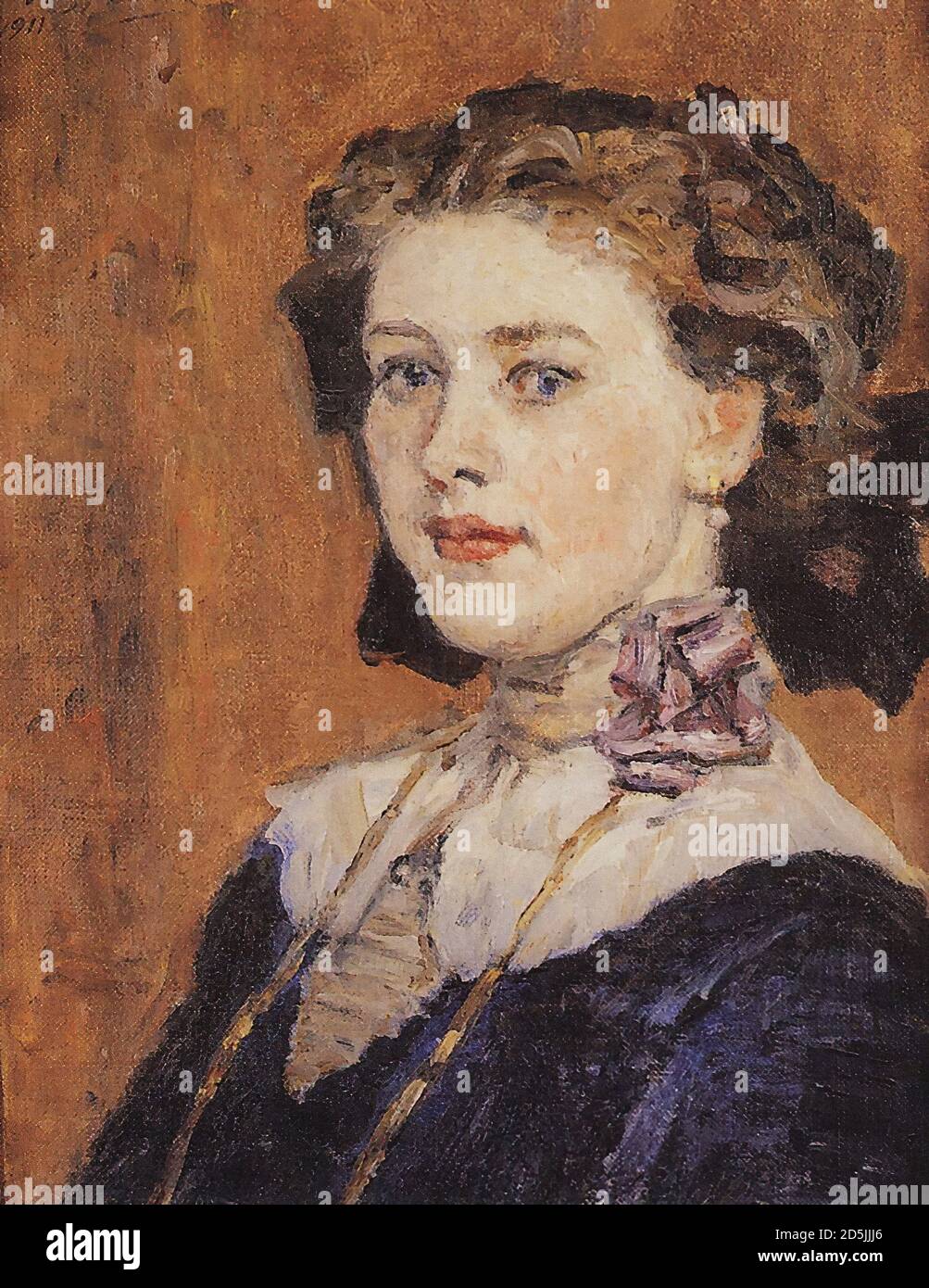 Surikov Vasily - Retrato de una joven 2 - Escuela Rusa - siglo XIX Foto de stock