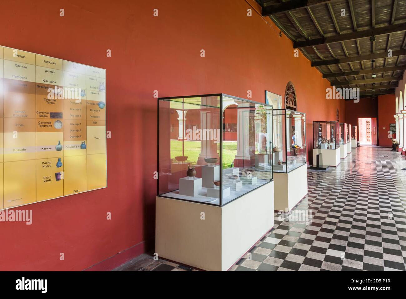 Exposiciones en el claustro del patio, 'Museo Nacional de Arqueología, Antropología e Historia del Perú', Lima, Perú, Sudamérica Foto de stock