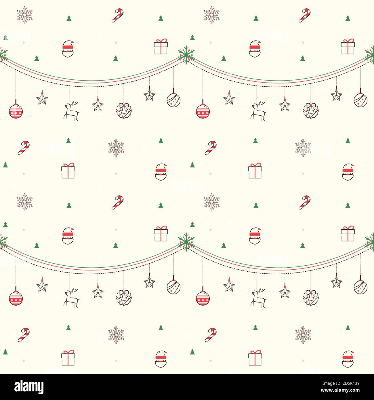 Navidad decorativo icono aleatorio sin costuras patrón sobre fondo beige crema claro para álbum de recortes digital, papel para envolver de regalo, etc. Ilustración del Vector