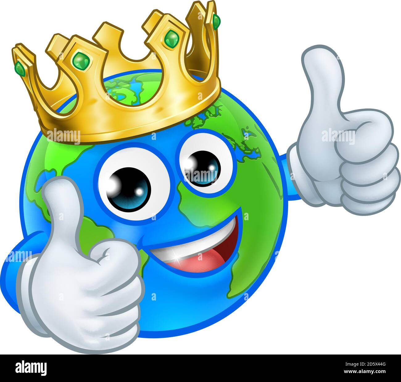 Crown Earth Globe mascota del mundo personaje Cartoon Ilustración del Vector
