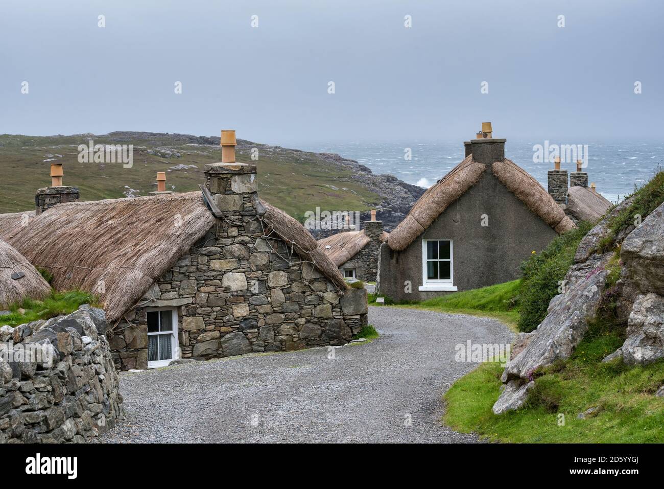 Reino Unido, Escocia, Isla de Lewis, Gearrannan, Blackhouse Village Foto de stock