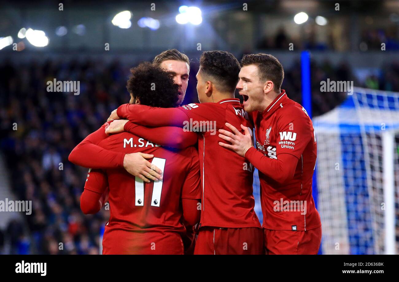 Mohamed Salah De Liverpool Celebra Marcar El Primer Gol De Su Lado El Juego Con Sus Compañeros 2921