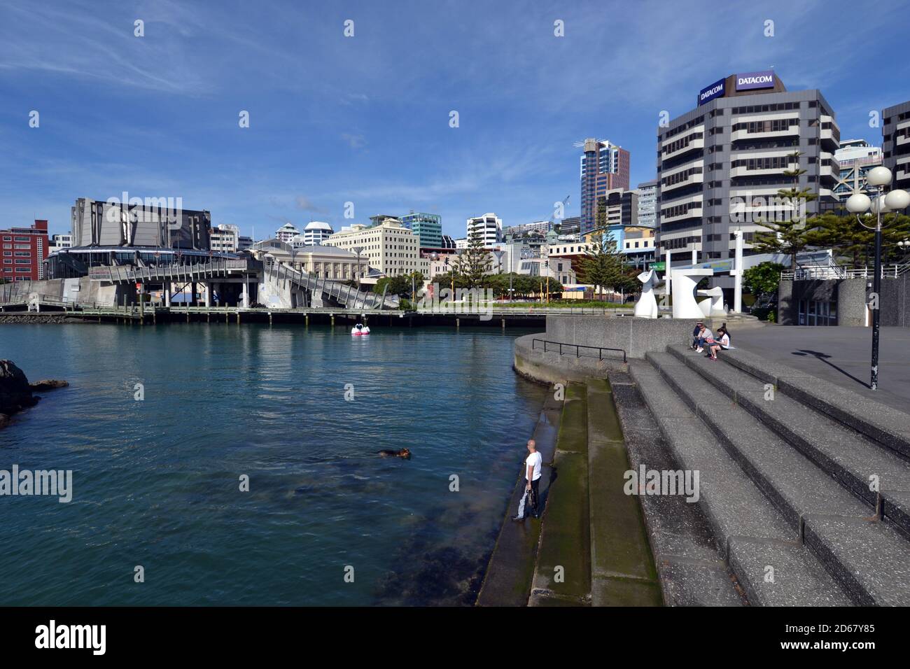 Litoral urbano, Wellington, en la Isla del Norte, Nueva Zelanda Foto de stock