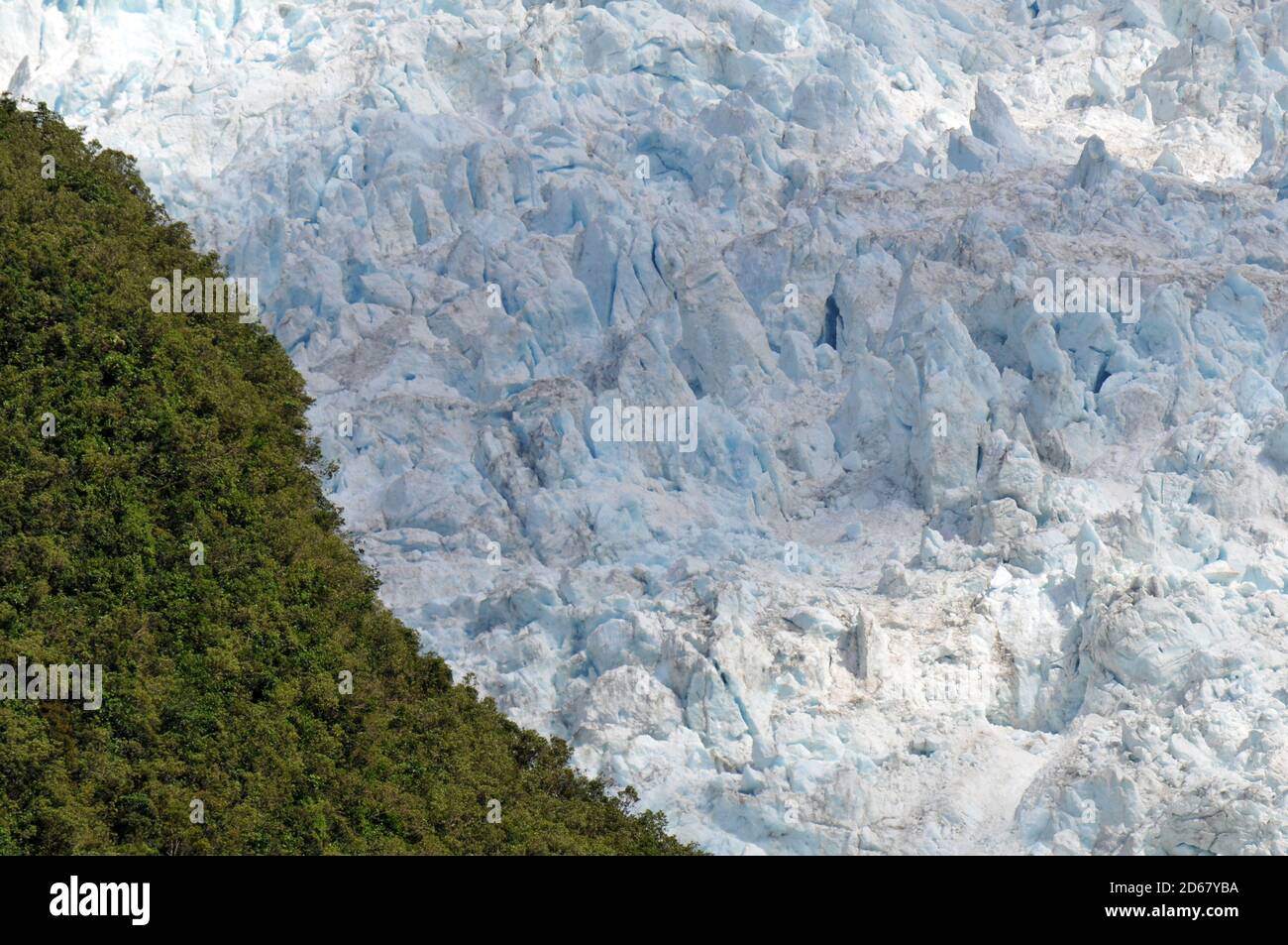 El glaciar Franz Josef, el deshielo de los glaciares debido al cambio climático, Franz Josef, Isla del Sur, Nueva Zelanda Foto de stock