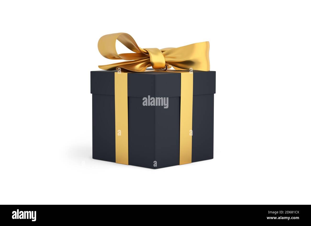 Regalo de Navidad caja negra atado con cinta azul. Regalo de cumpleaños con  amor. Feliz regalo de celebración. Renderizado en 3D Fotografía de stock -  Alamy