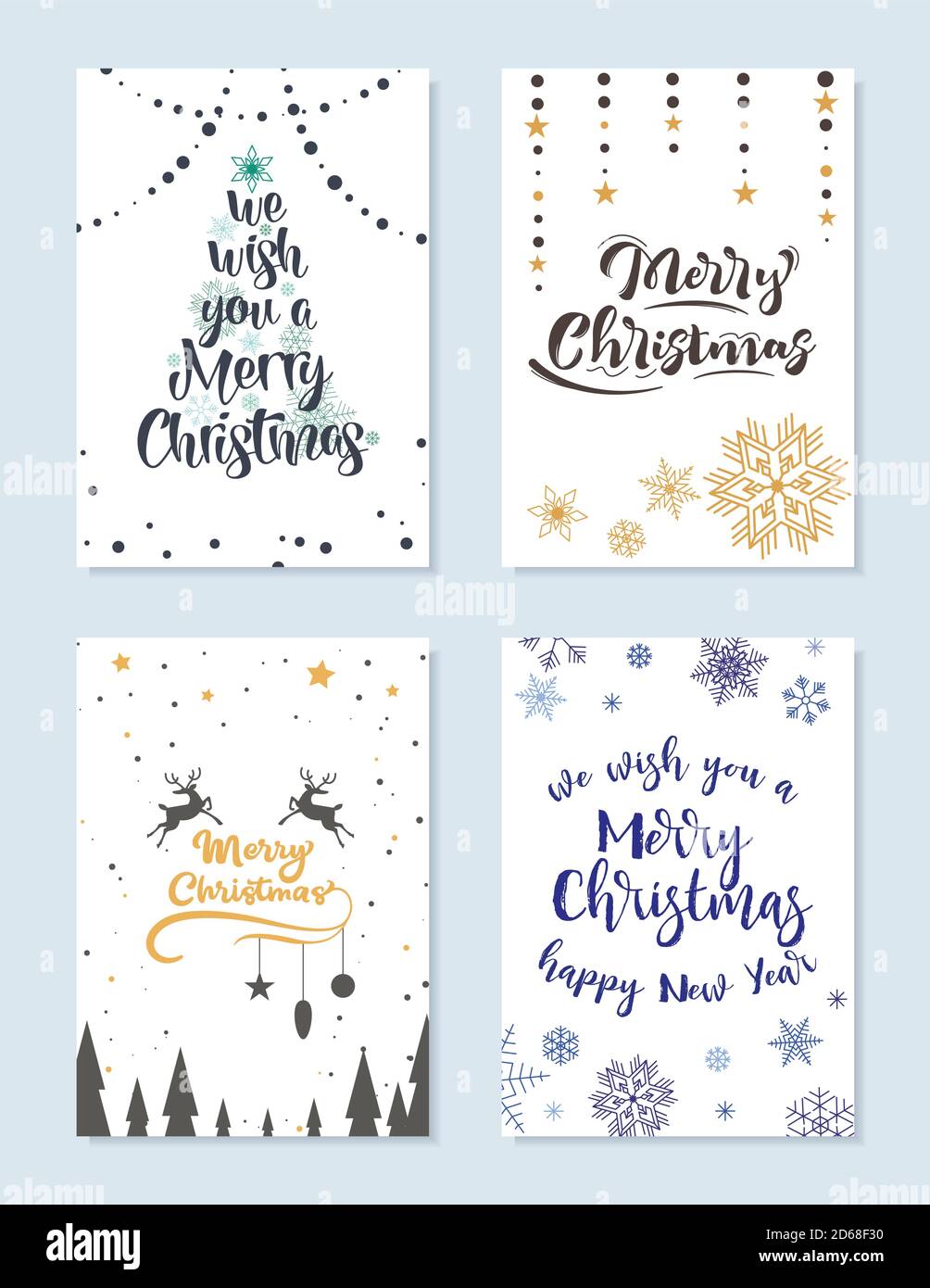 Juego de tarjetas de Navidad con deseos para unas felices fiestas Imagen  Vector de stock - Alamy