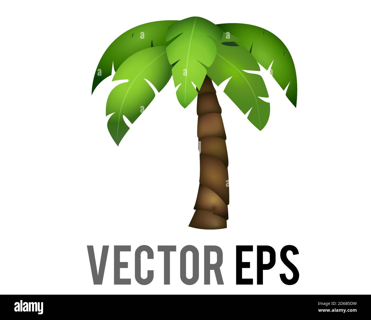 El vector aislado icono de la palma de coco con hojas largas, verdes y ...