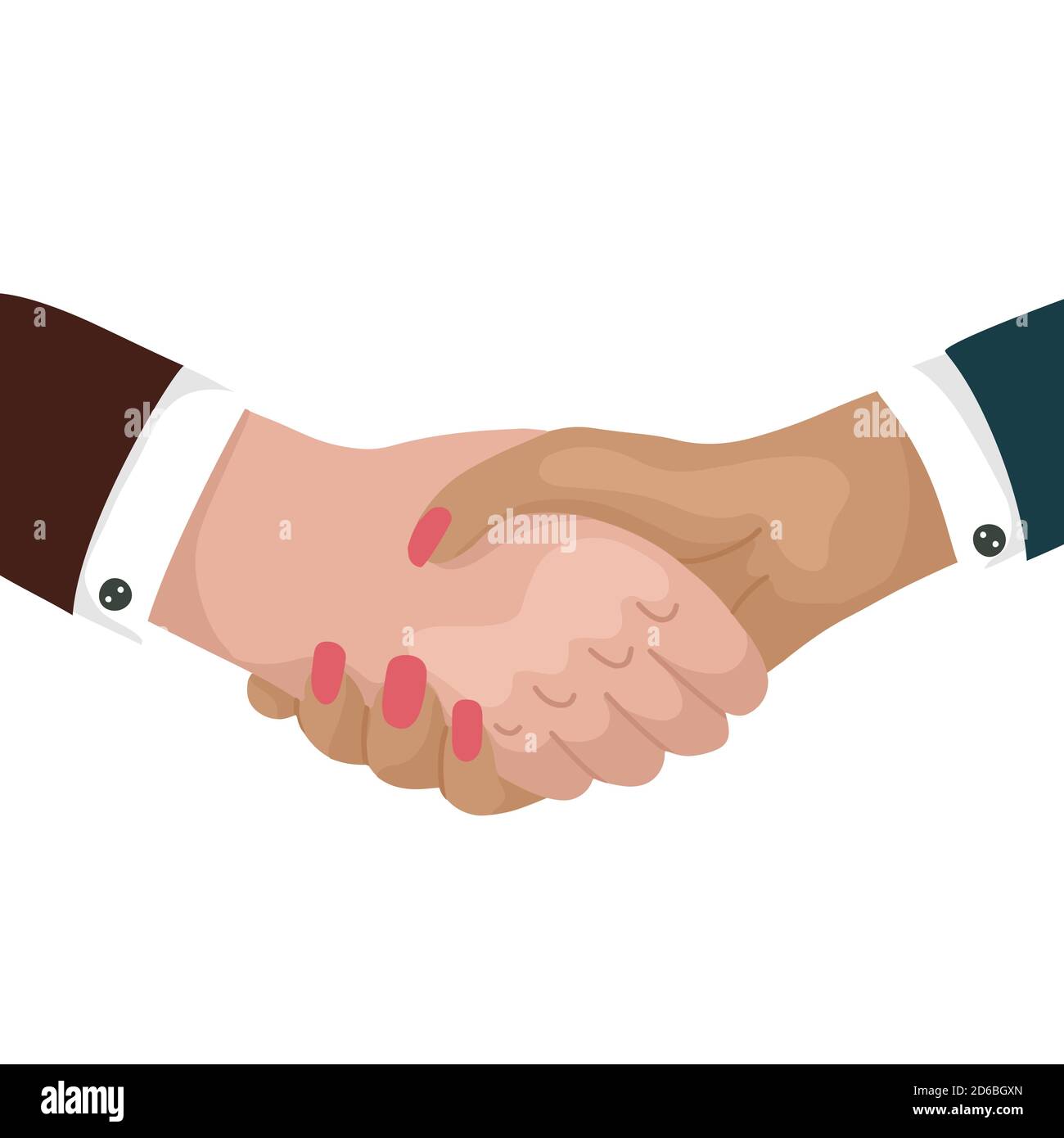 El Hombre Y La Mujer Temblan Las Manos Hombre De Negocios Haciendo Un Trato Dia Internacional De La Amistad Igualdad En El Trabajo Ilustracion De Dibujos Animados Vectoriales Para Articulos Post Imagen