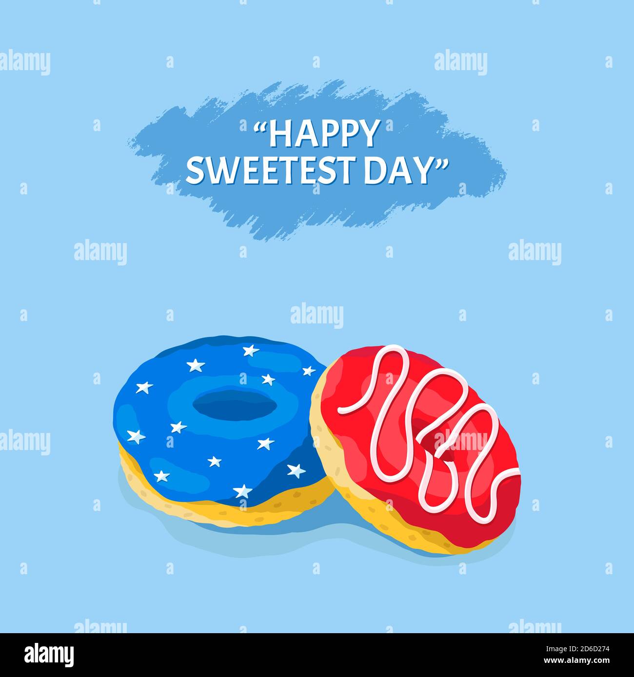 Ilustración vectorial con dos donuts en esmalte de colores decorados con los colores de la bandera americana. Ilustración del Vector