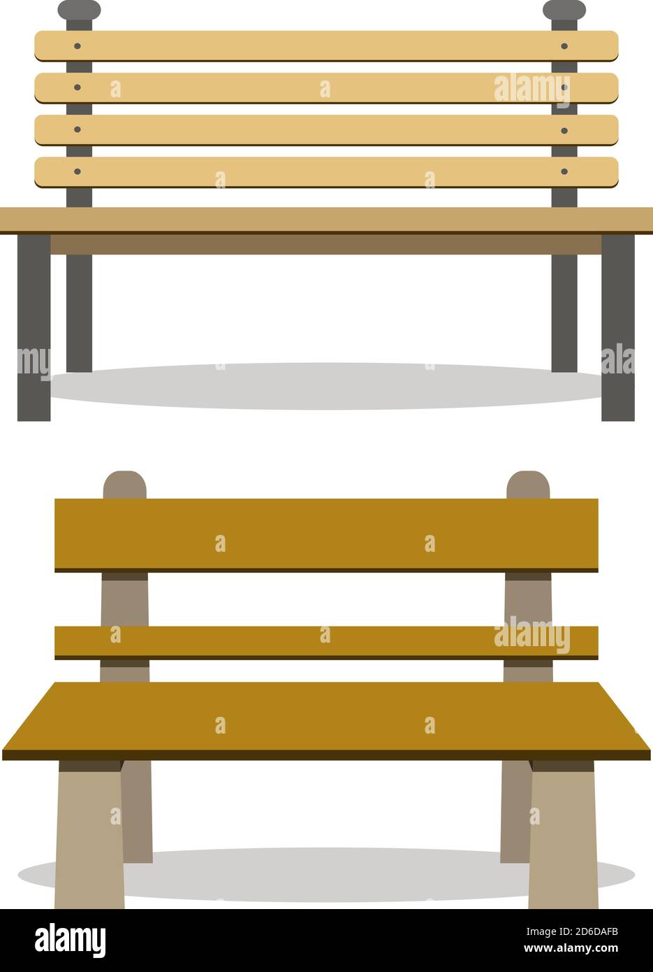 Dos tipos de bancos de parque de madera establecidos aislados sobre fondo  blanco. Bancos de ilustración vectorial para decoración al aire libre y  accesorios de dibujos animados Imagen Vector de stock -