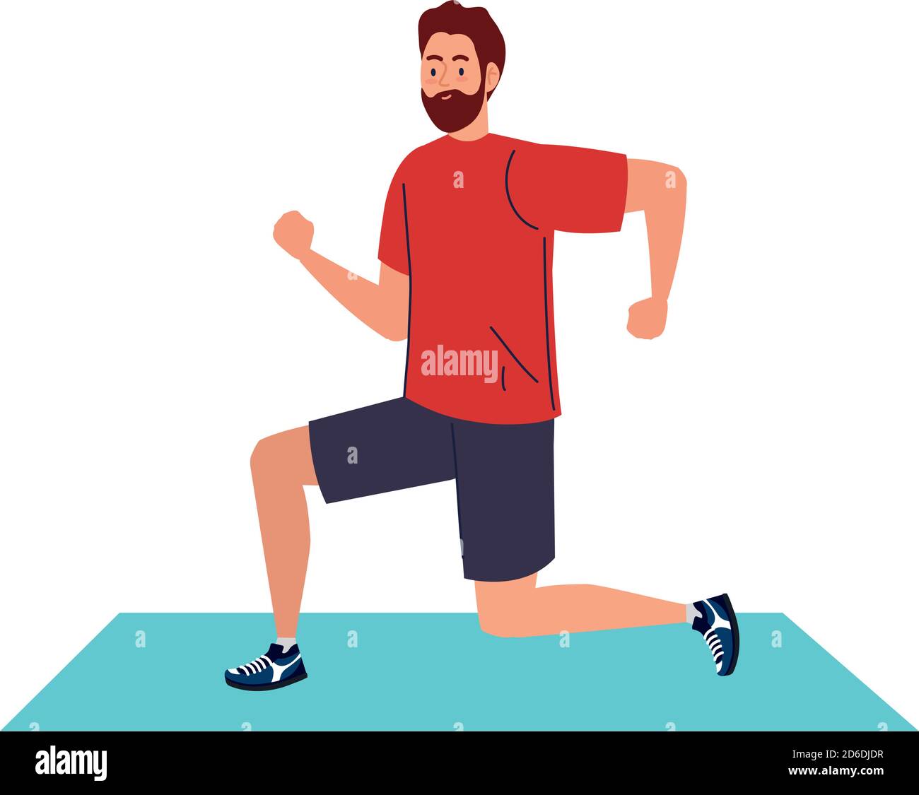 Hombre dibujos animados haciendo ejercicio en el diseño de vector de la  alfombra Imagen Vector de stock - Alamy