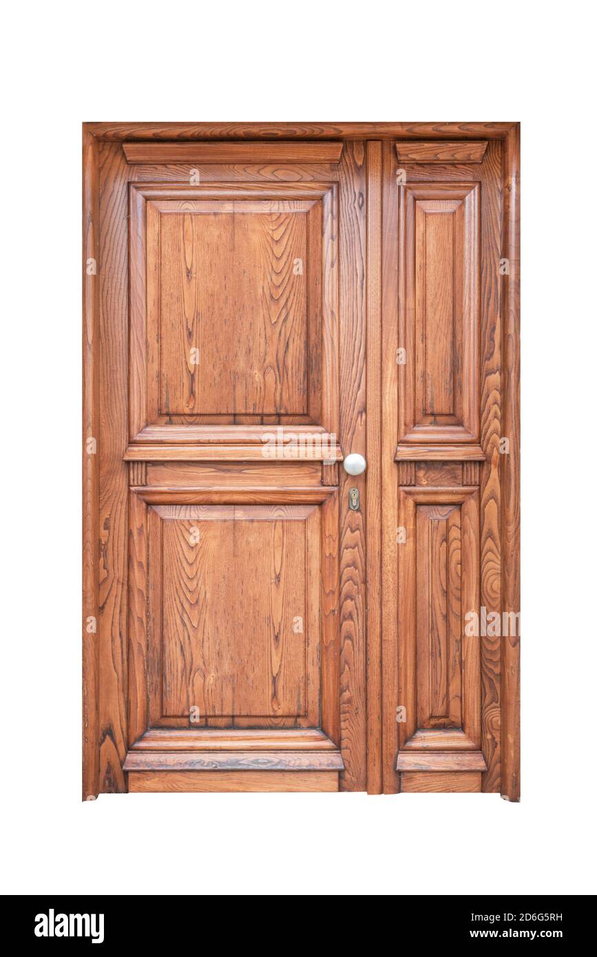 Un marco y panel de madera puerta principal aislada sobre blanco  antecedentes Fotografía de stock - Alamy