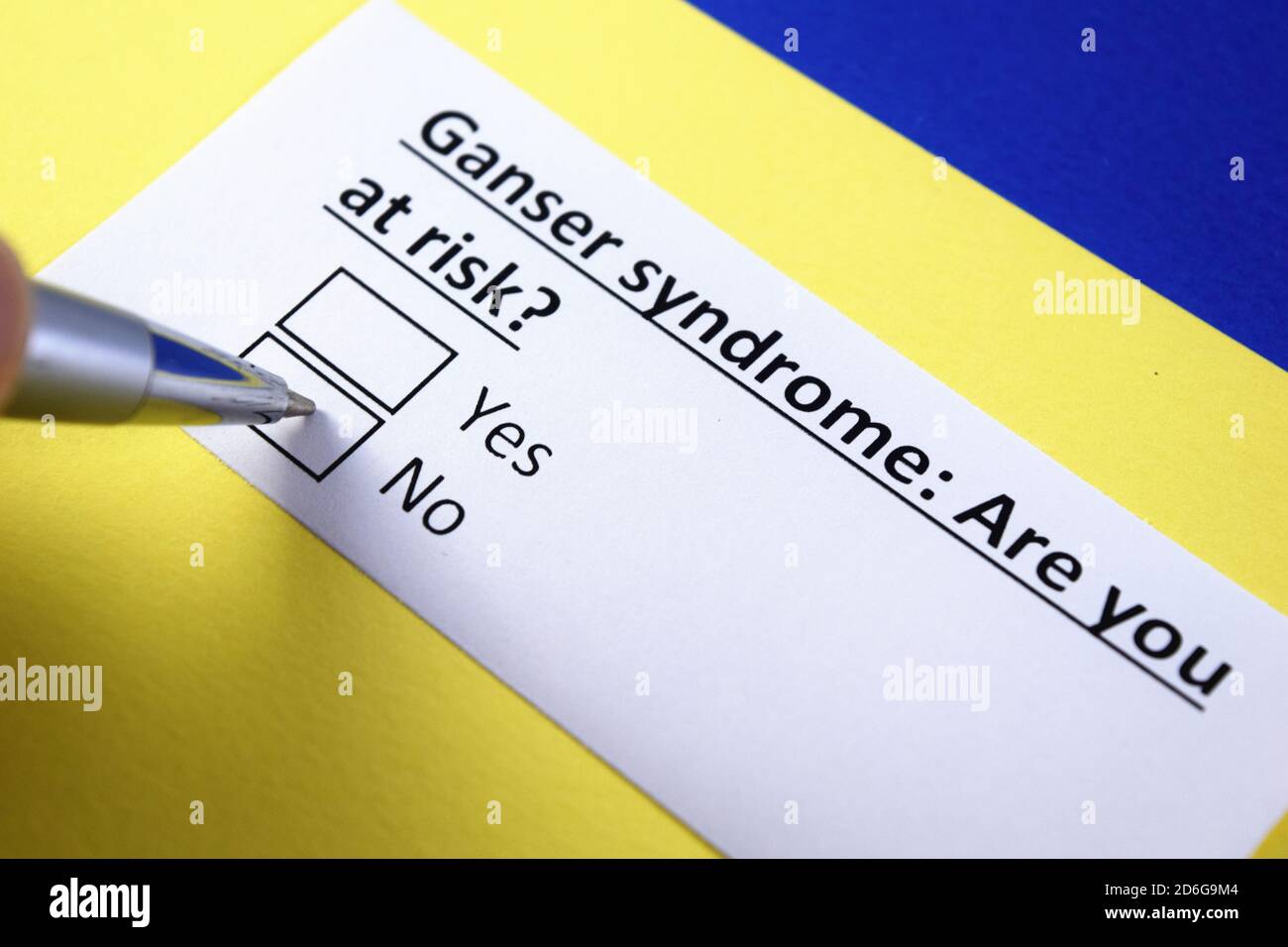 Síndrome de Ganser ¿está en riesgo? ¿Sí o no Fotografía de stock Alamy