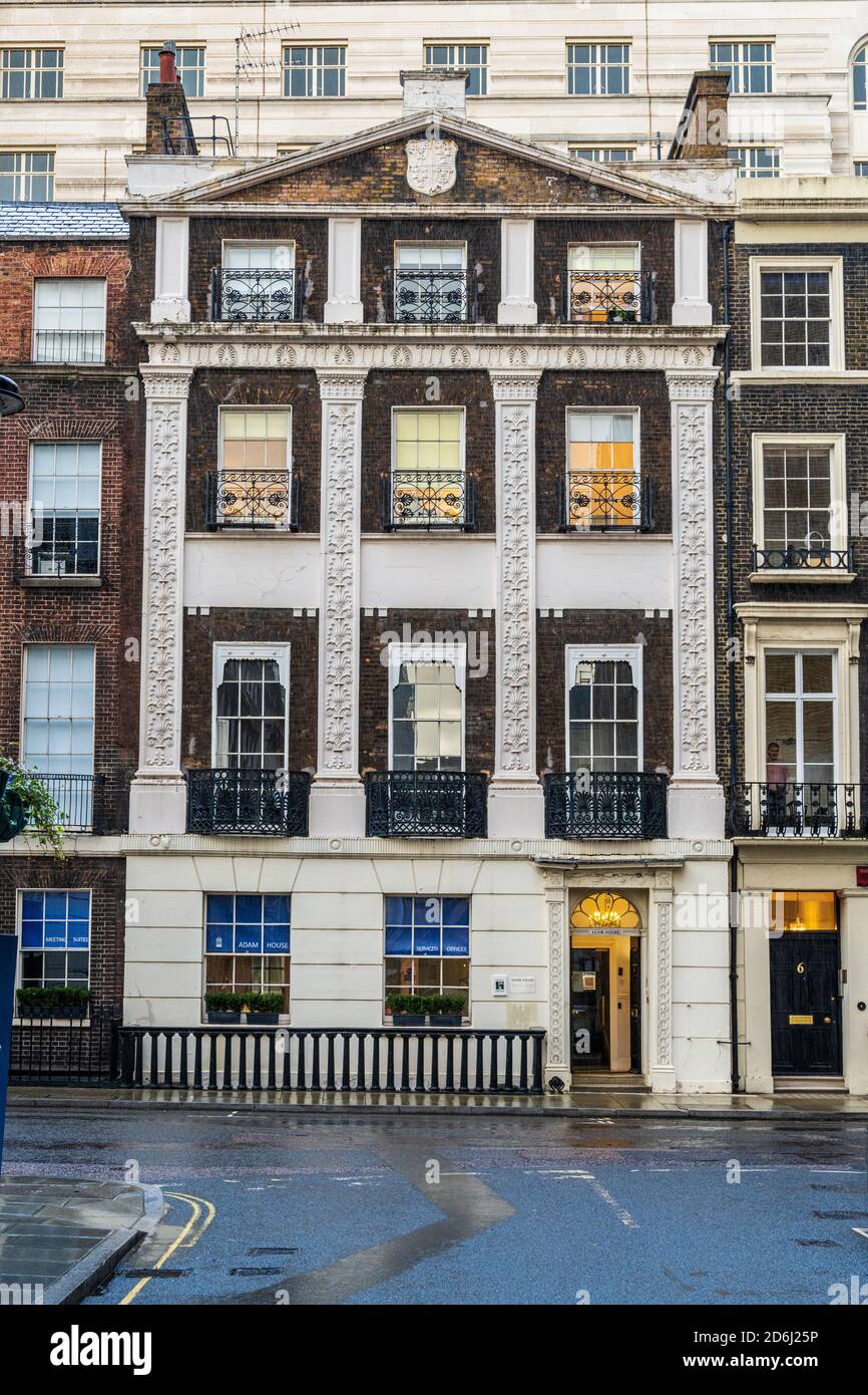 Adam House en 7-10 Adam St, Londres - espacio para eventos y oficinas de servicios en el West End de Londres. Grado II* edificio catalogado 1768-74 por Robert Adam. Foto de stock