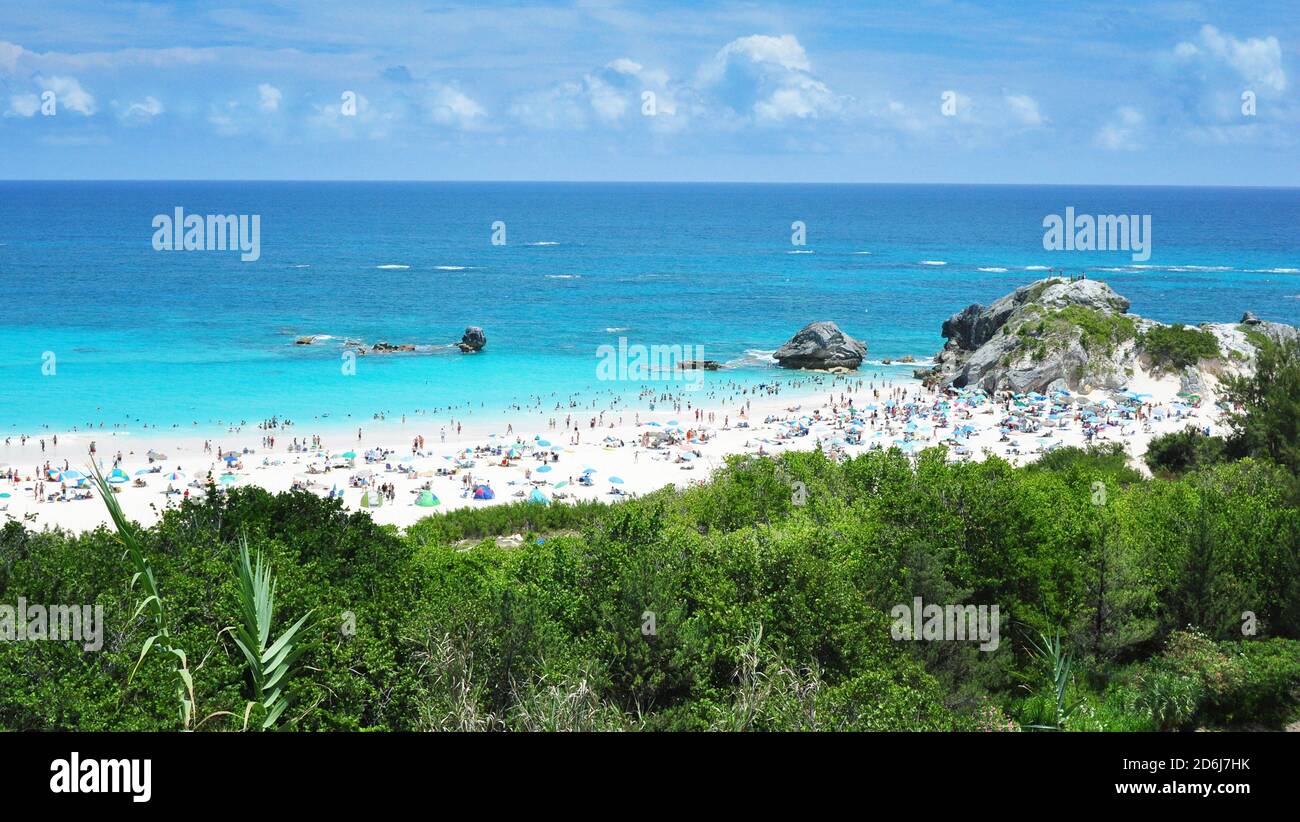 Horseshoe Beach, una de las playas más famosas de la Isla de las Bermudas Foto de stock