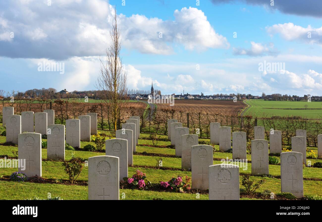 Cementerio Nacional Australiano Memorial, Villers-Bretonneux, Picardía, Francia Foto de stock