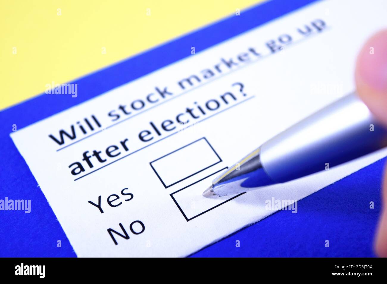 ¿el mercado de valores sube después de las elecciones? ¿Sí o no? Foto de stock