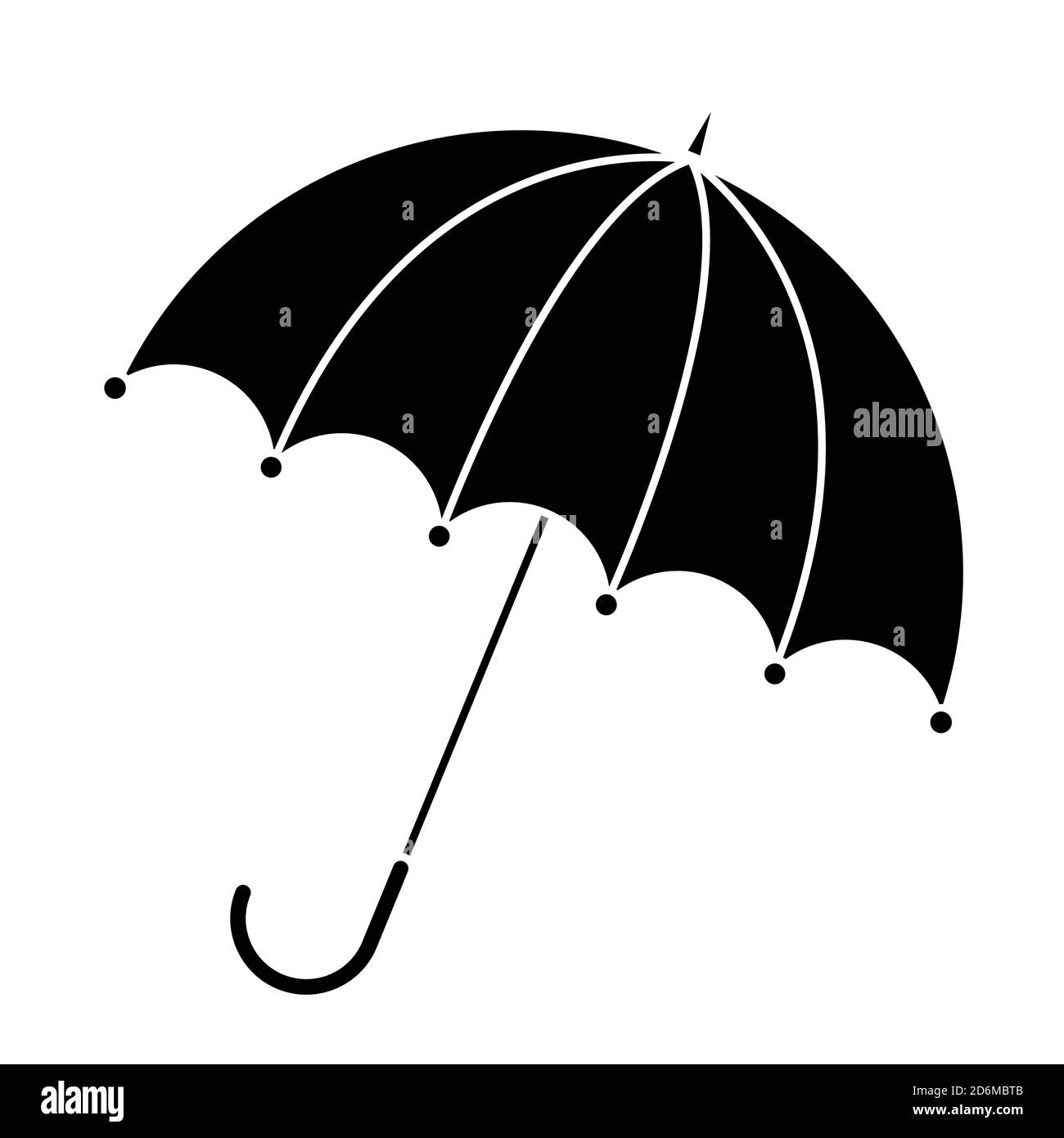 Silueta de paraguas aislada sobre blanco. Icono de sombrilla abierta en blanco y negro. Ilustración del elemento gráfico de otoño de protección contra la lluvia. Vector otoñal symb Ilustración del Vector
