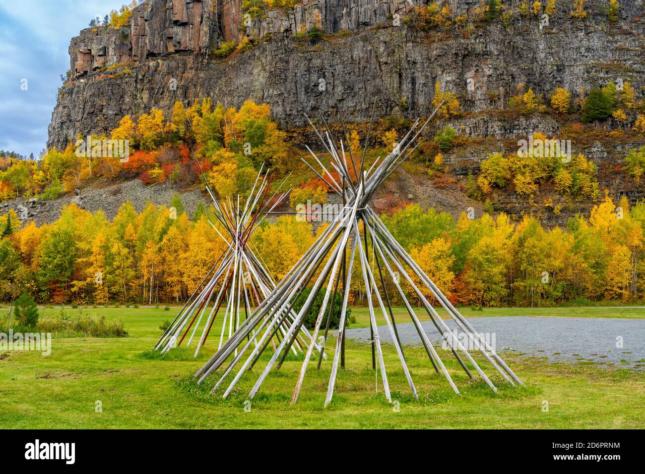 Color del follaje del otoño en el mirador del Monte McKay Thunder Bay, Ontario, Canadá. Foto de stock