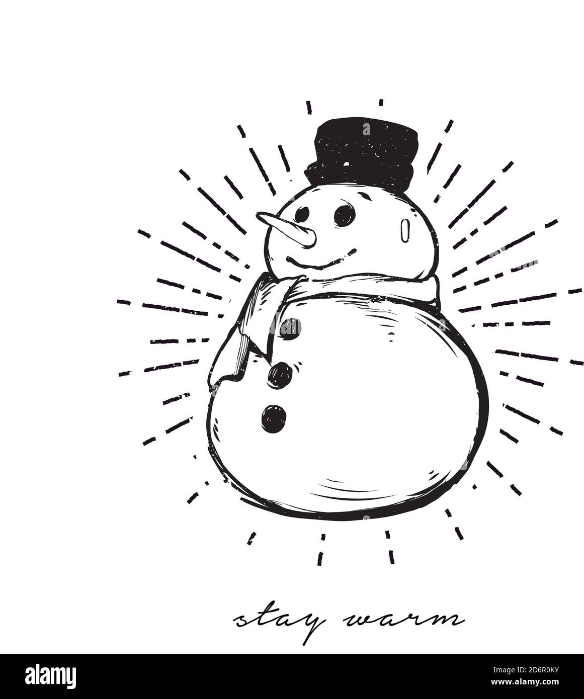 Divertido muñeco de nieve de dibujos animados aislado sobre fondo blanco Ilustración del Vector